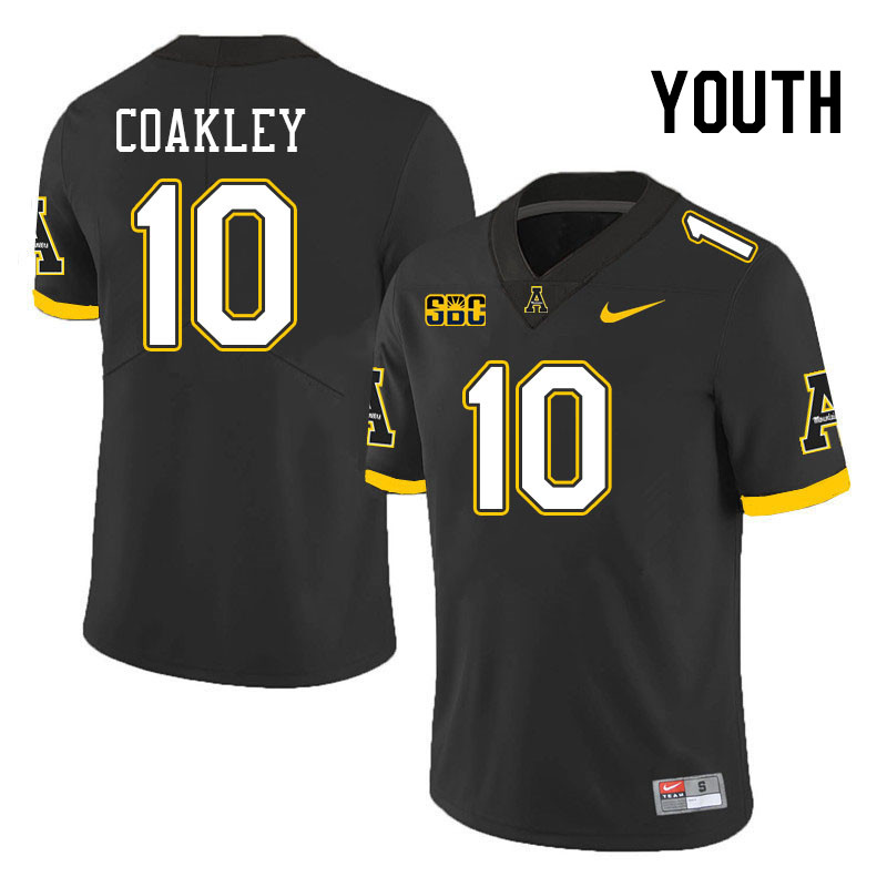 Youth #10 Zahn Coakley Appalachian State Mountaineers College Football Jerseys Stitched Sale-Black - Click Image to Close